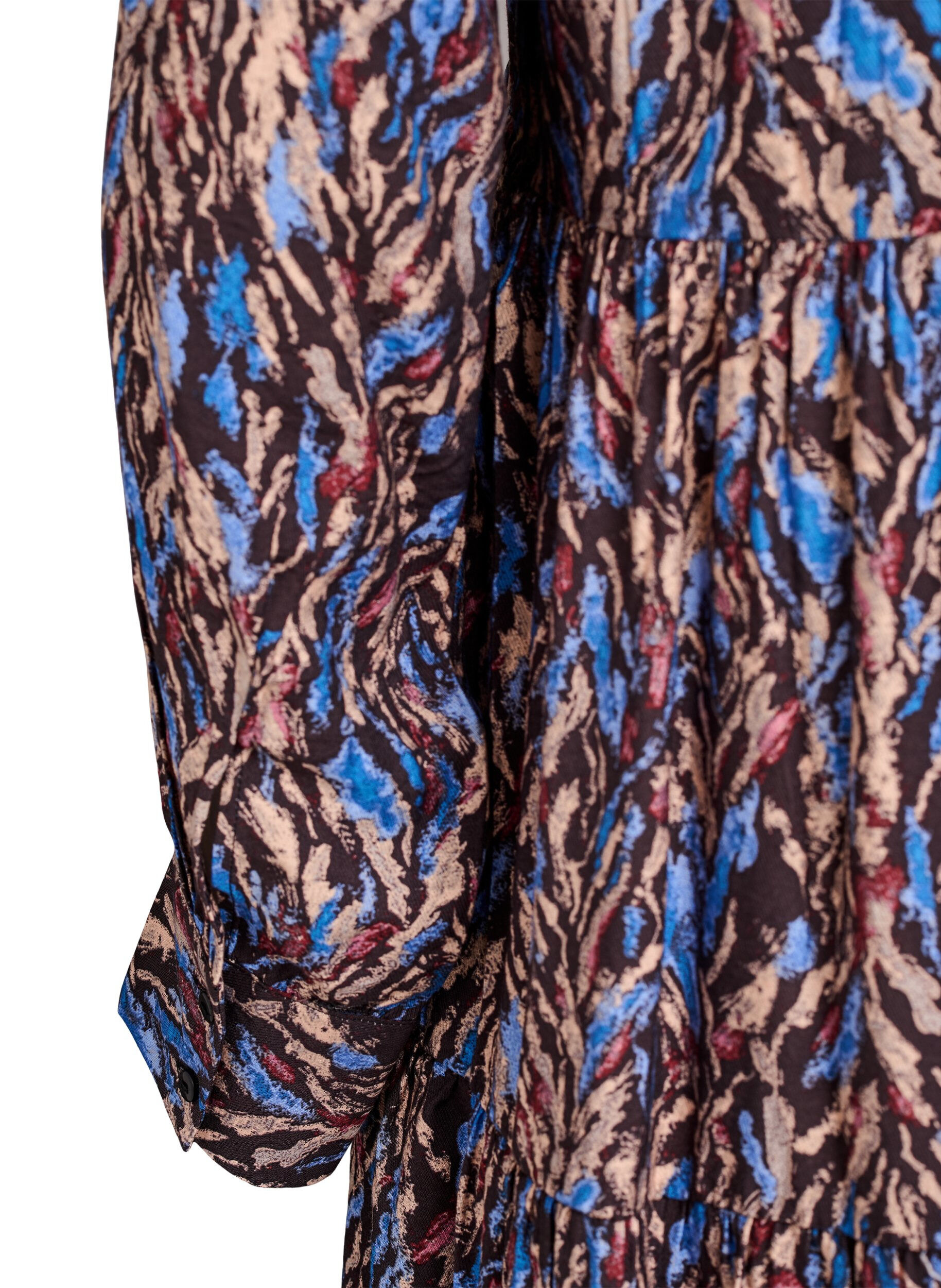 Zizzi A-formet kjole med fl&aelig;sekrave, Bl&aring;, Packshot image number 3