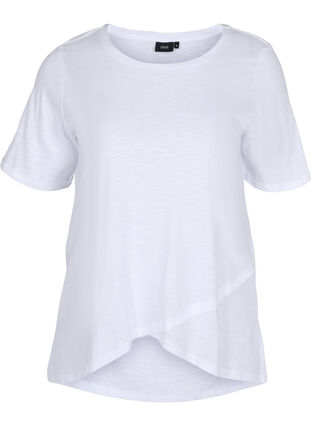Bomulds t-shirt med korte ærmer, Bright White, Packshot image number 0
