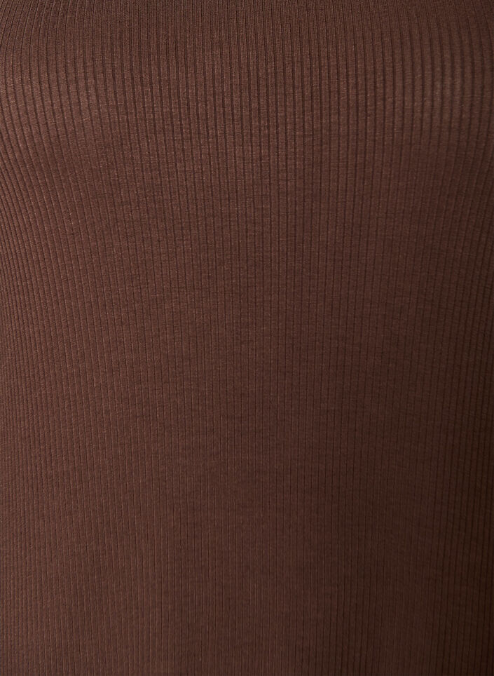 &AElig;rmel&oslash;s ribkjole i viskose, Brun, Packshot image number 2