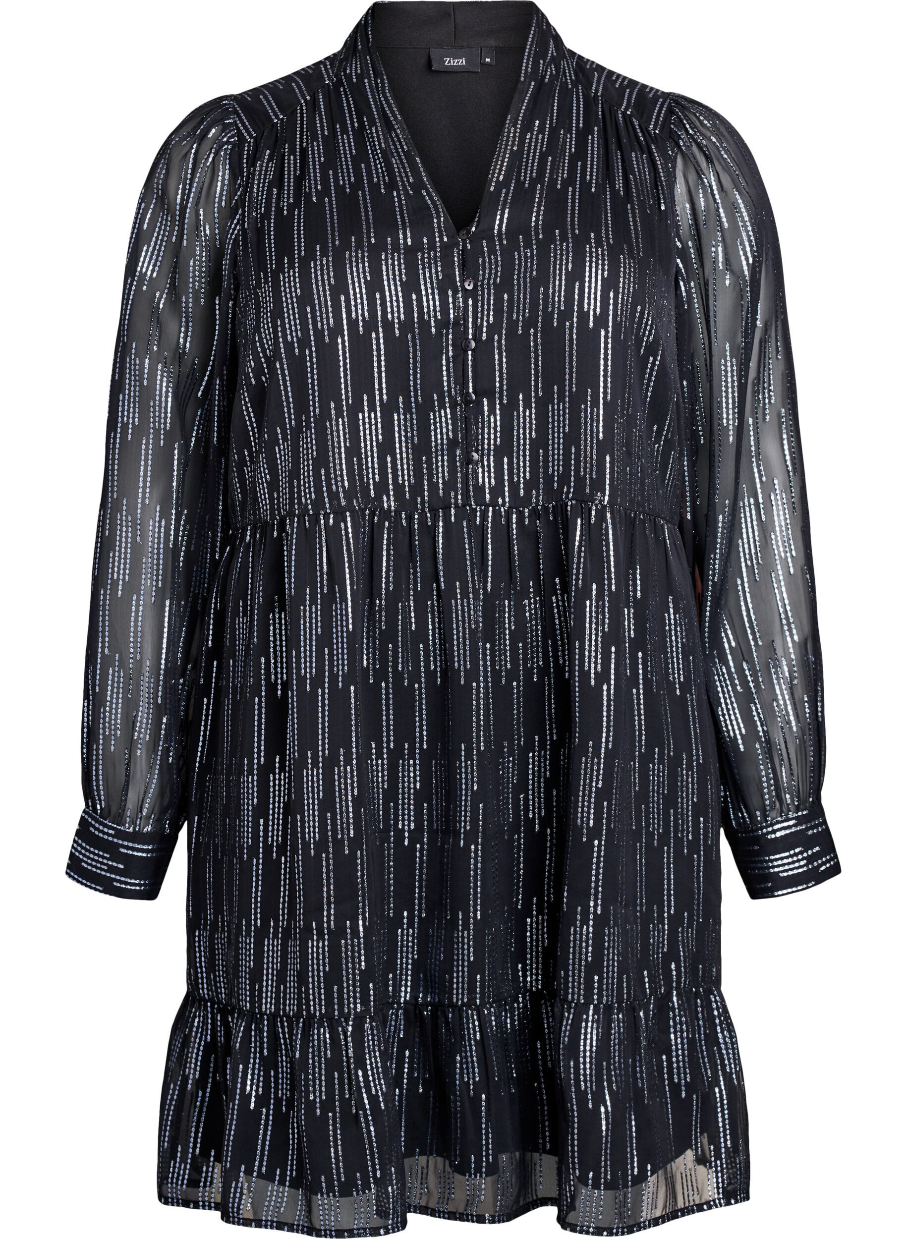 Kort festkjole med glitrende m&oslash;nster