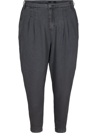 Slouchy fit Saga jeans med høj talje, Black washed down, Packshot image number 0