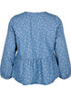 Peplum bluse i denim med bindelukning, Light Blue w.Flowers, Packshot image number 1