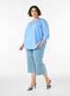 Bluse med smock og 3/4-&aelig;rmer, Bl&aring;, Model image number 1
