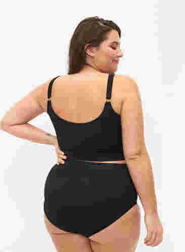 Ensfarvet bikini trusse med høj talje, Black, Model image number 1