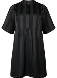 A-formet kjole med striber og 1/2 ærmer, Black
