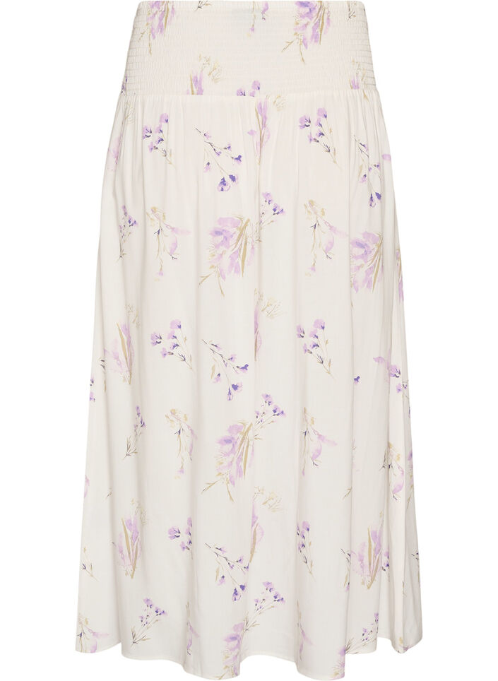 Maxinederdel i viskose med smock, Hvid, Packshot image number 1