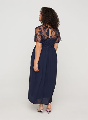 Lang kortærmet kjole med blonder, Night Sky, Model image number 1
