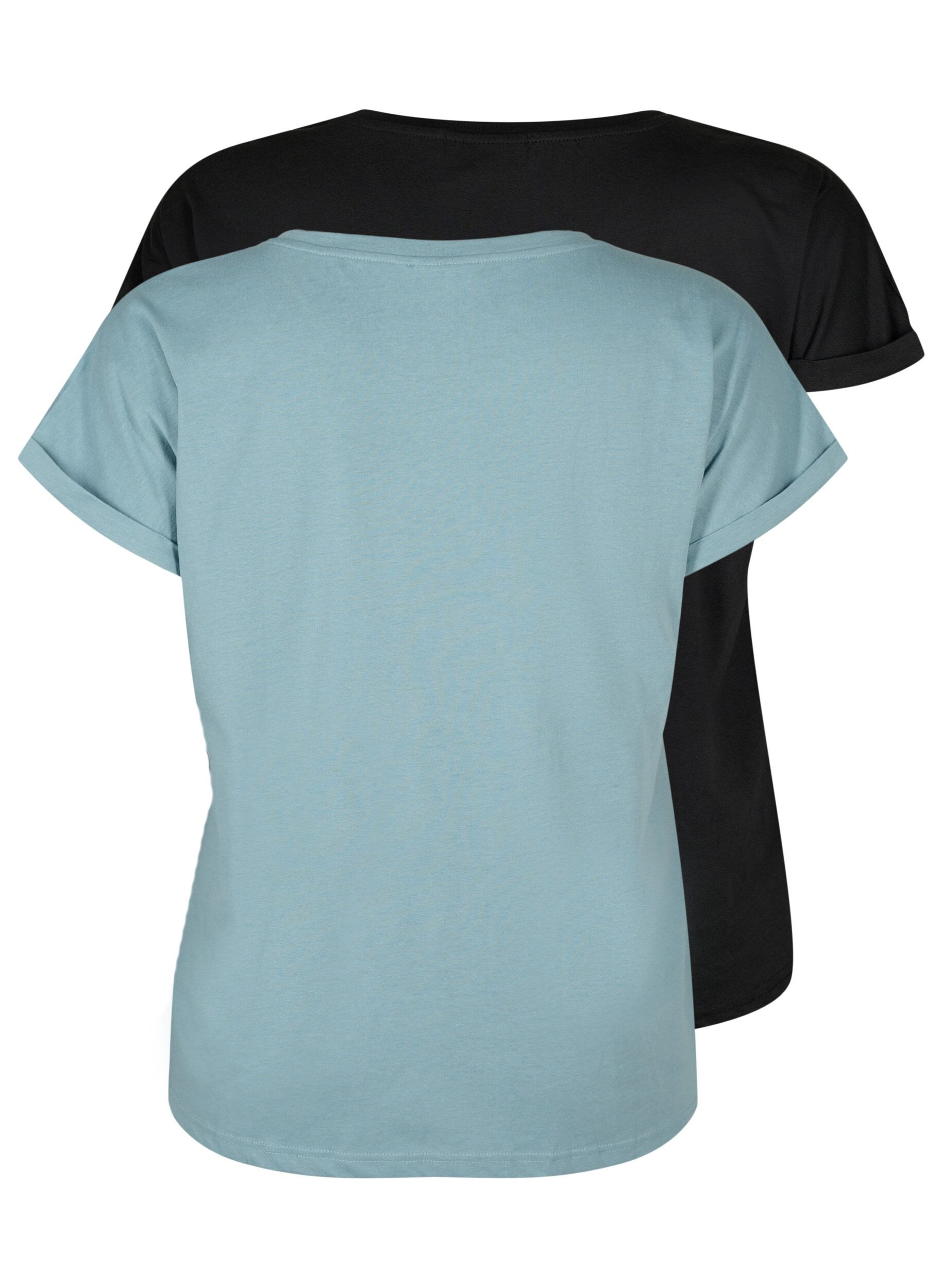 Zizzi2-pak kort&aelig;rmet t-shirts, Bl&aring;, Packshot image number 1