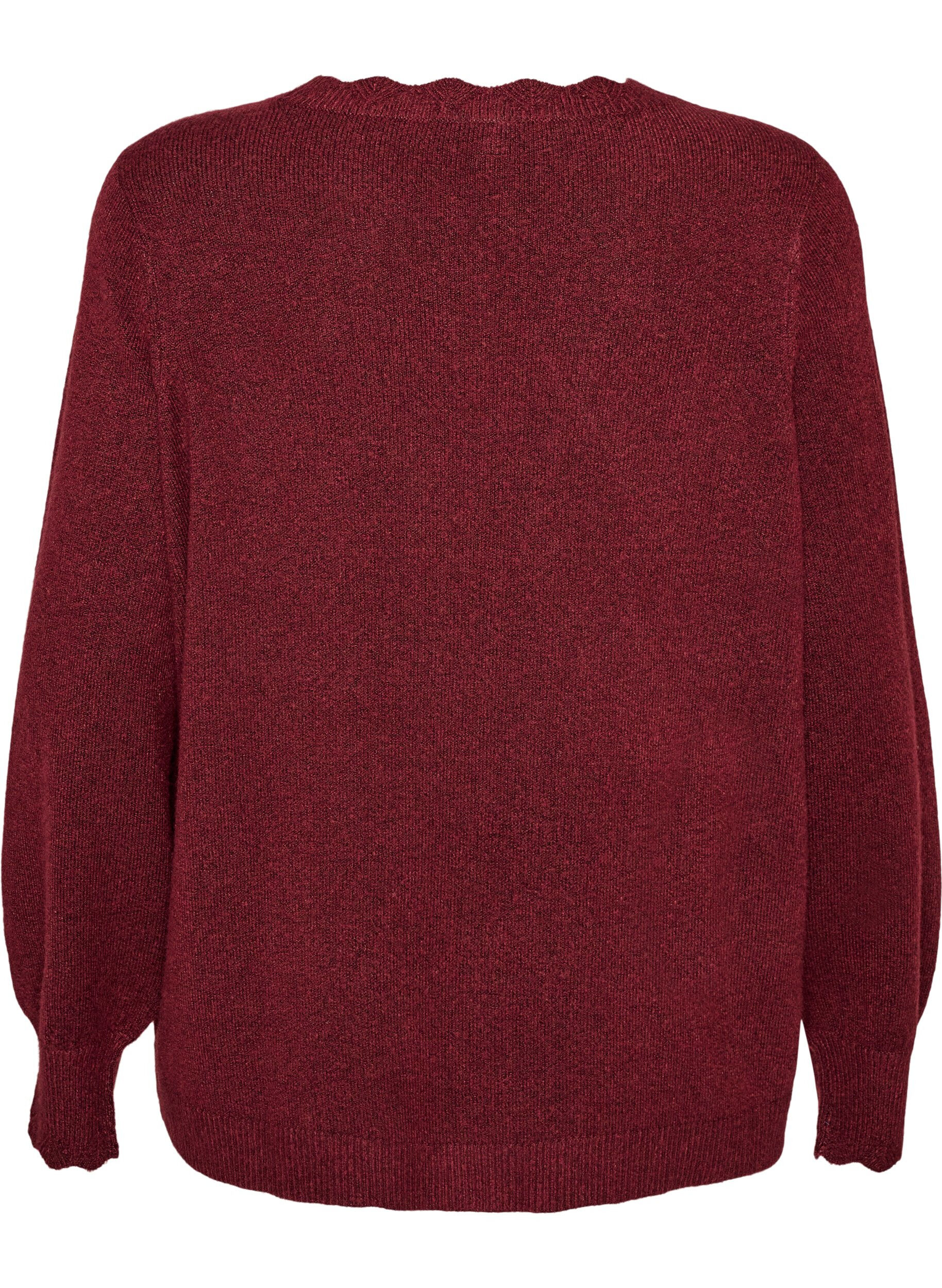ZizziStrikbluse med b&oslash;lgekanter, R&oslash;d, Packshot image number 1