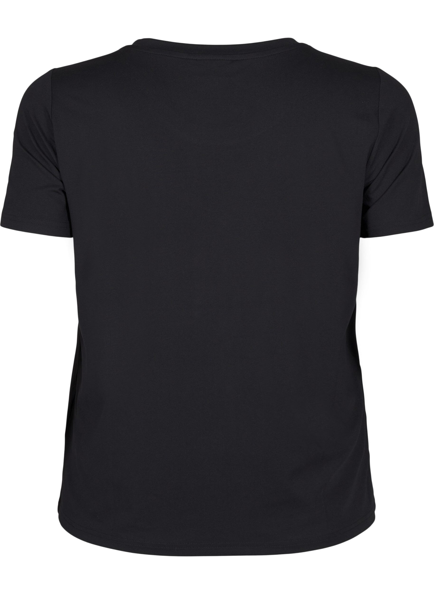 Zizzi Slim fit tr&aelig;nings t-shirt med rund hals, Black, Packshot image number 1