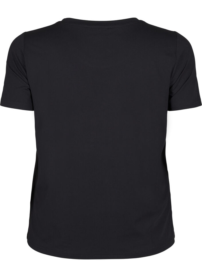 Slim fit trænings t-shirt med rund hals, Black, Packshot image number 1