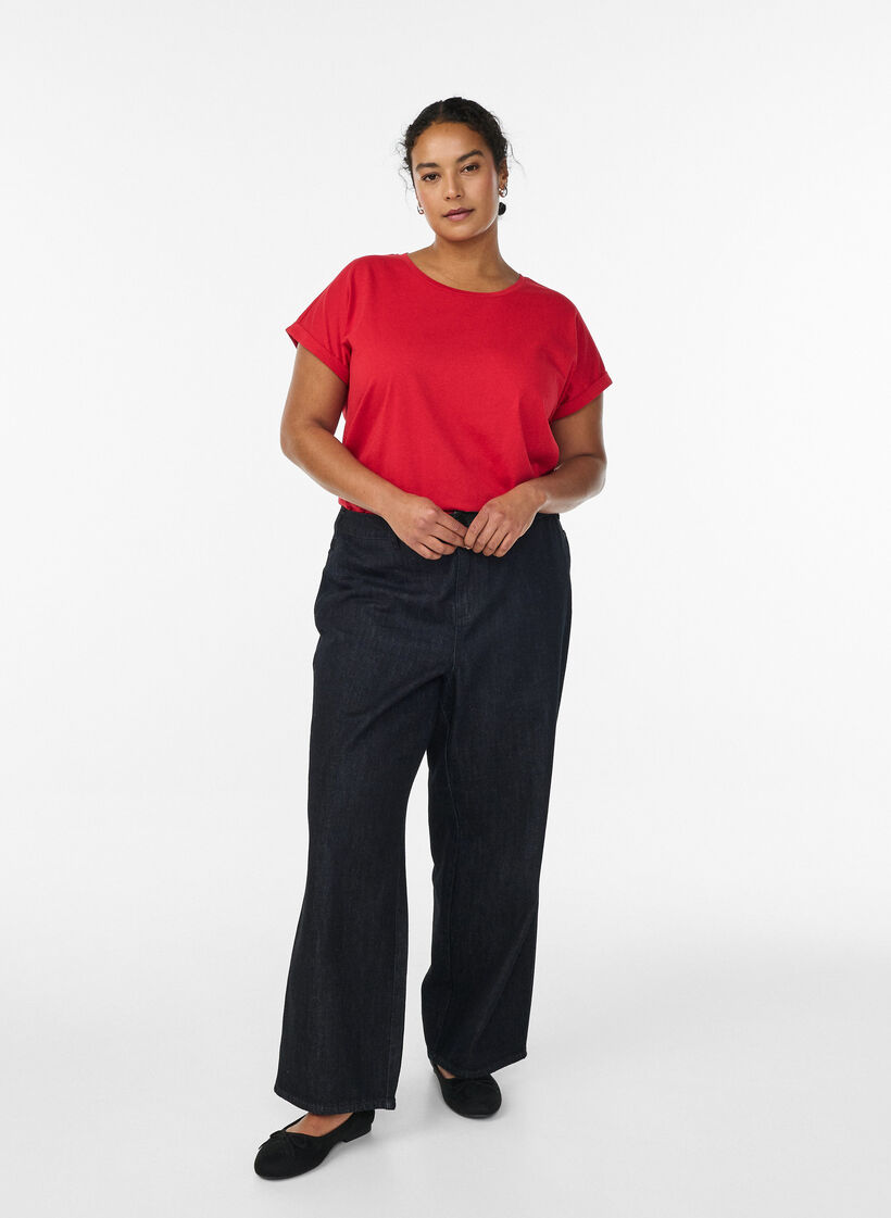 Kort&aelig;rmet t-shirt i bomuldsblanding, R&oslash;d, Model image number 1