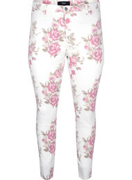 Super slim Amy jeans med blomsterprint, White R.AOP