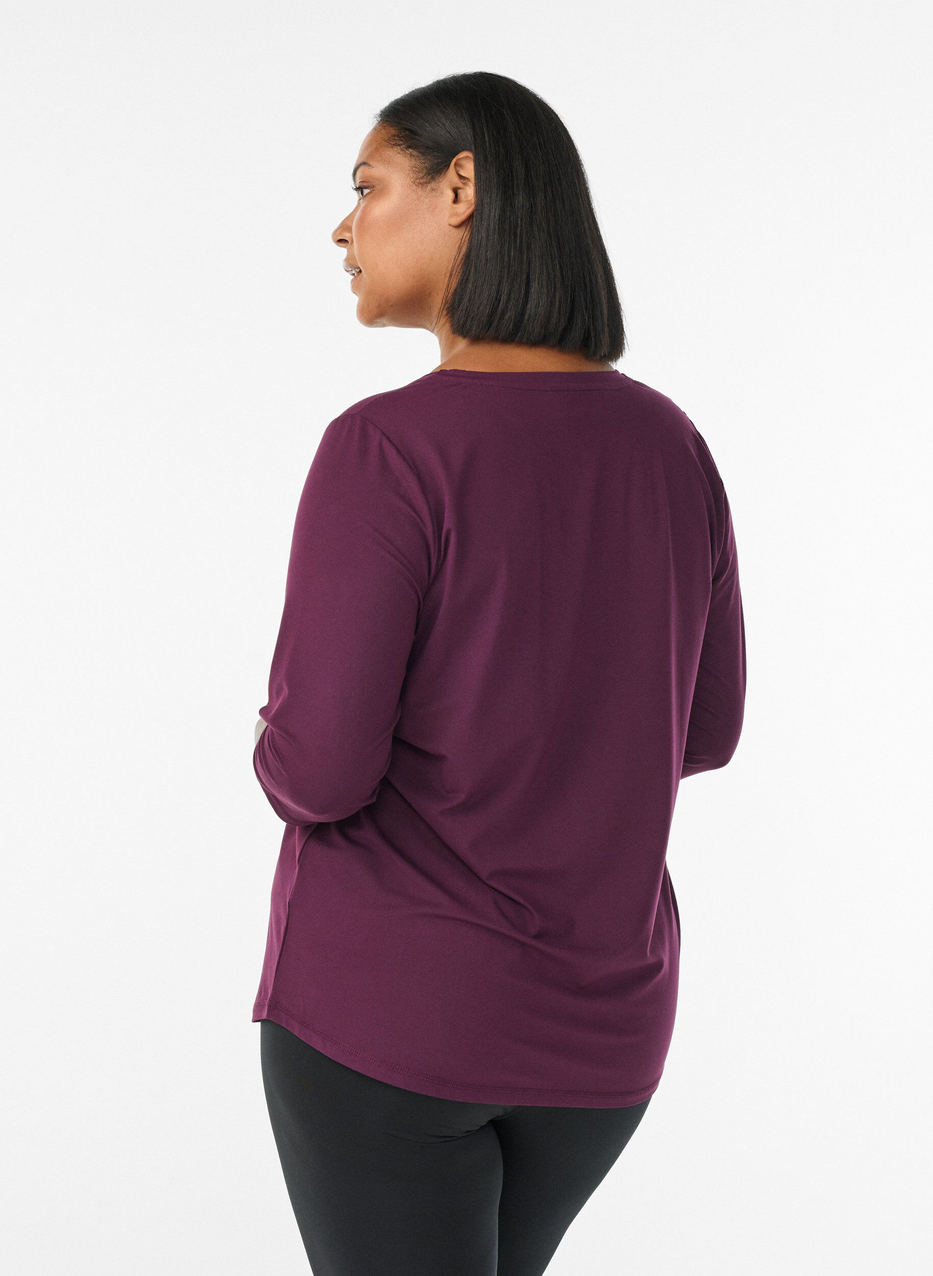 ZizziTr&aelig;ningsbluse med 3/4 &aelig;rmer., Lilla, Model image number 2