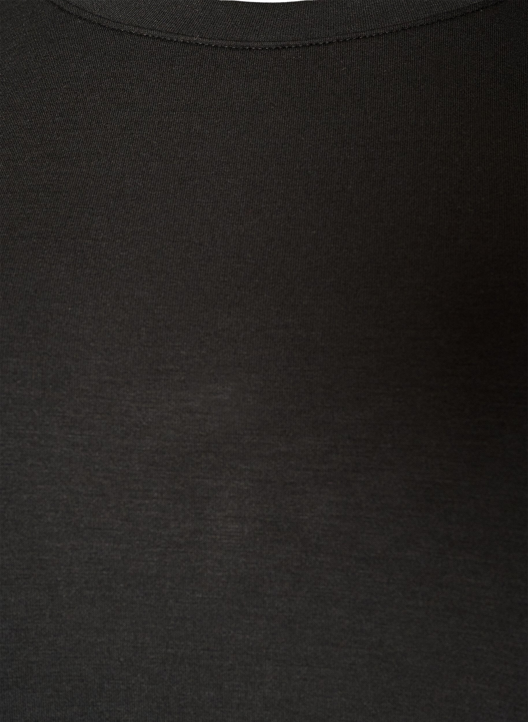 ZizziLang&aelig;rmet jerseybluse med rund hals, Sort, Packshot image number 2