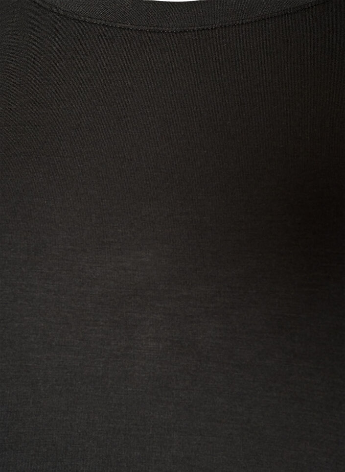 Lang&aelig;rmet jerseybluse med rund hals, Sort, Packshot image number 2