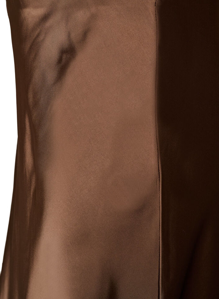 Satin midi-nederdel, Brun, Packshot image number 2