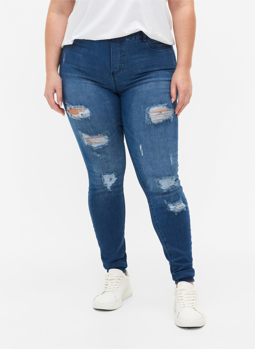 Jeggings med slid, Dark blue, Model image number 2