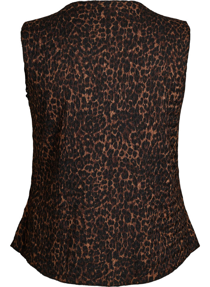 &AElig;rmel&oslash;s top med b&oslash;lget struktur og knaplukning, Brun, Packshot image number 1