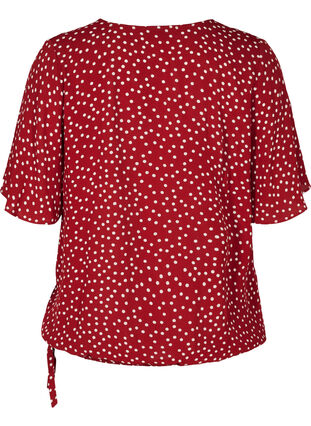 Wrap bluse i viskose med prikker , Red w. White Dot, Packshot image number 1