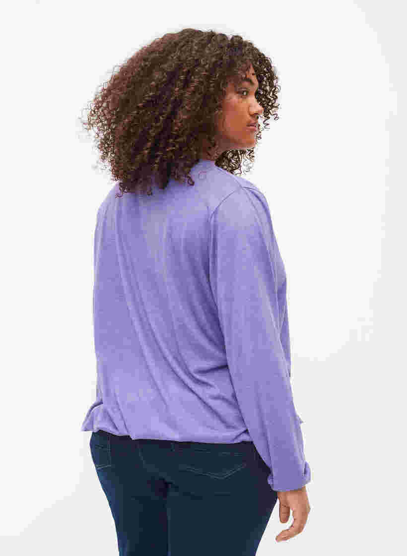 Meleret bluse med lange ærmer og v-hals, Veronica Mel., Model image number 1