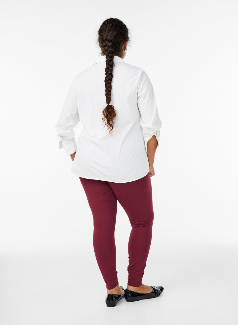Leggings i bomuld med foer, M&oslash;rk Bordeaux, Model image number 2