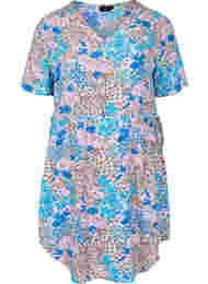 Mønstret kjole med snøredetaljer, Blue Rose Flower