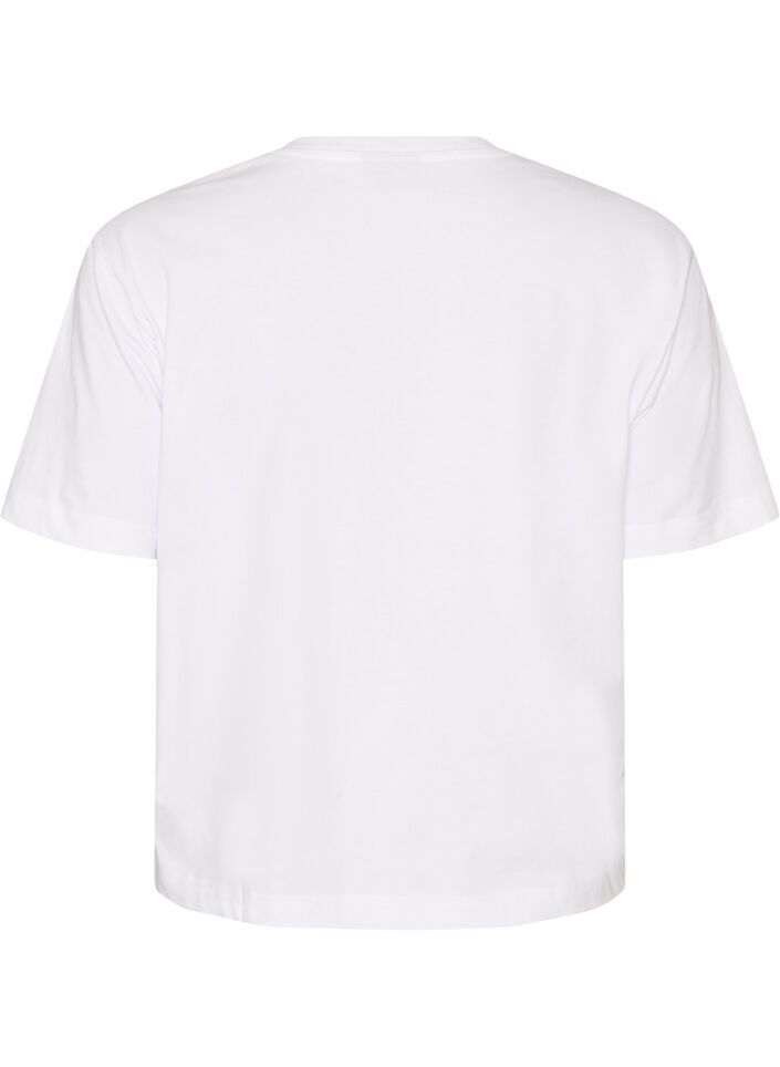 Boxy T-shirt i bomuld, Hvid, Packshot image number 1