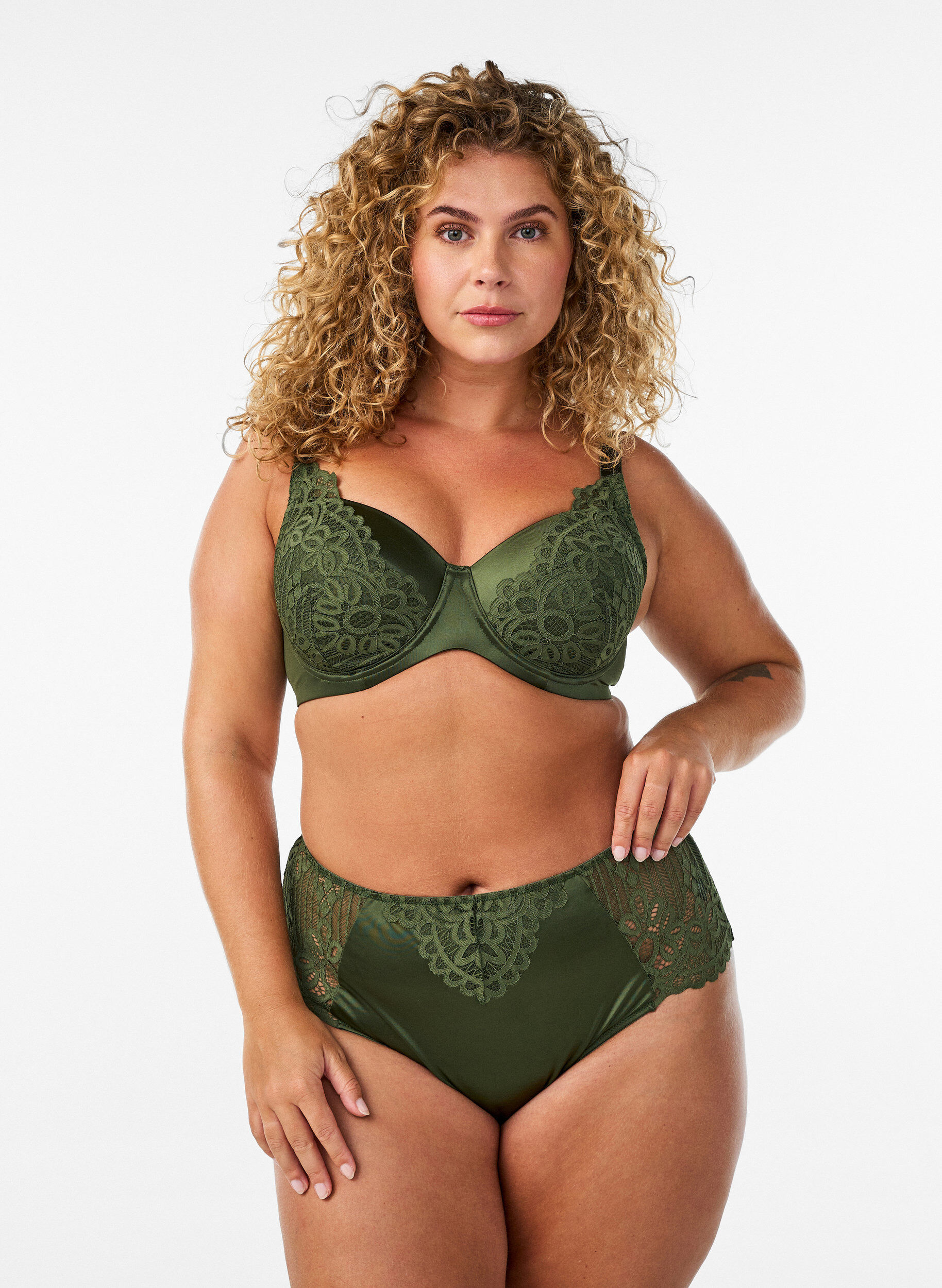 ZizziHipster string med blonde og microfiber, Gr&oslash;n, Model image number 0