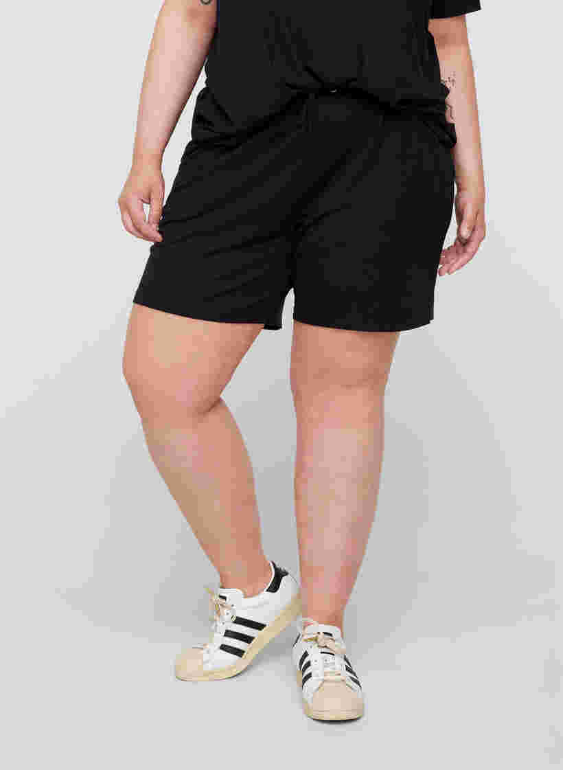 Shorts i ribkvalitet med lommer, Black, Model image number 2