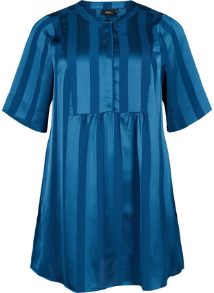 A-formet kjole med striber og 1/2 ærmer, Titan, Packshot image number 0