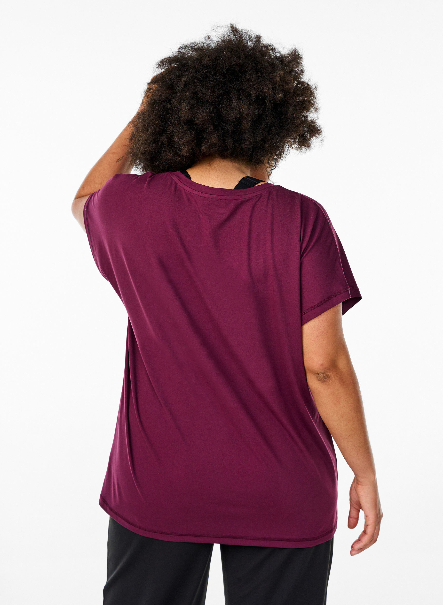 Zizzi L&oslash;s tr&aelig;nings t-shirt med v-hals, R&oslash;d, Model image number 2