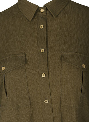 Struktureret skjorte med brystlommer, Dark Green ASS, Packshot image number 2