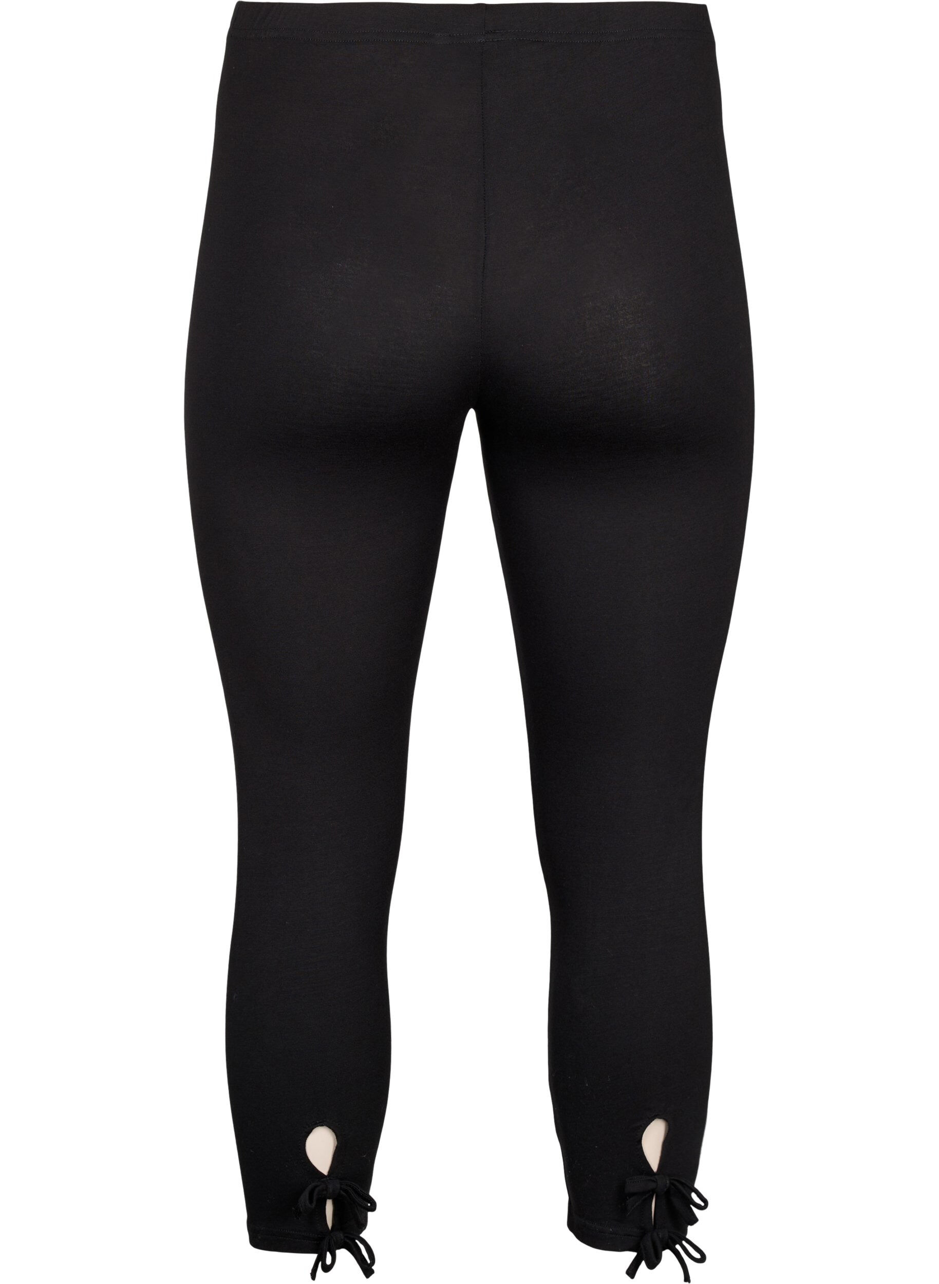Zizzi 3/4 leggings i viskose med sl&oslash;jfe, Black, Packshot image number 1