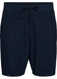 L&oslash;se shorts i bomuld med lommer, Bl&aring;