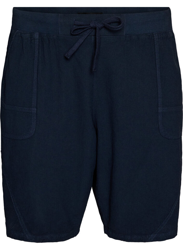 L&oslash;se shorts i bomuld med lommer, Bl&aring;, Packshot image number 0