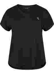 Kortærmet trænings t-shirt med v-hals, Black