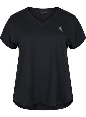 Kortærmet trænings t-shirt med v-hals, Black, Packshot image number 0