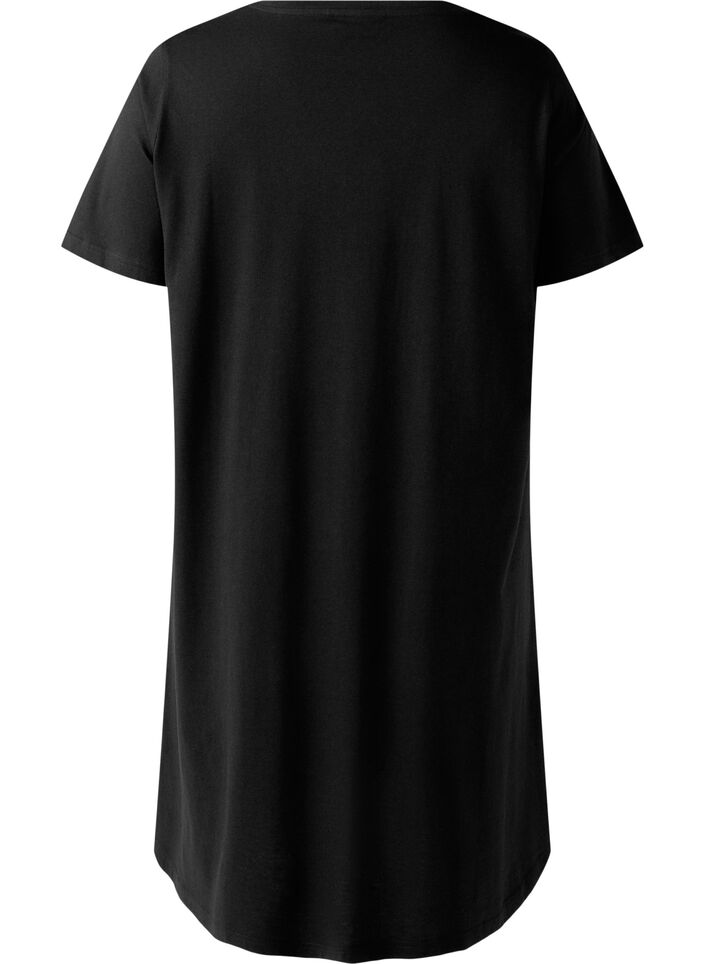 Natkjole i &oslash;kologisk bomuld med v-hals , , Packshot image number 1