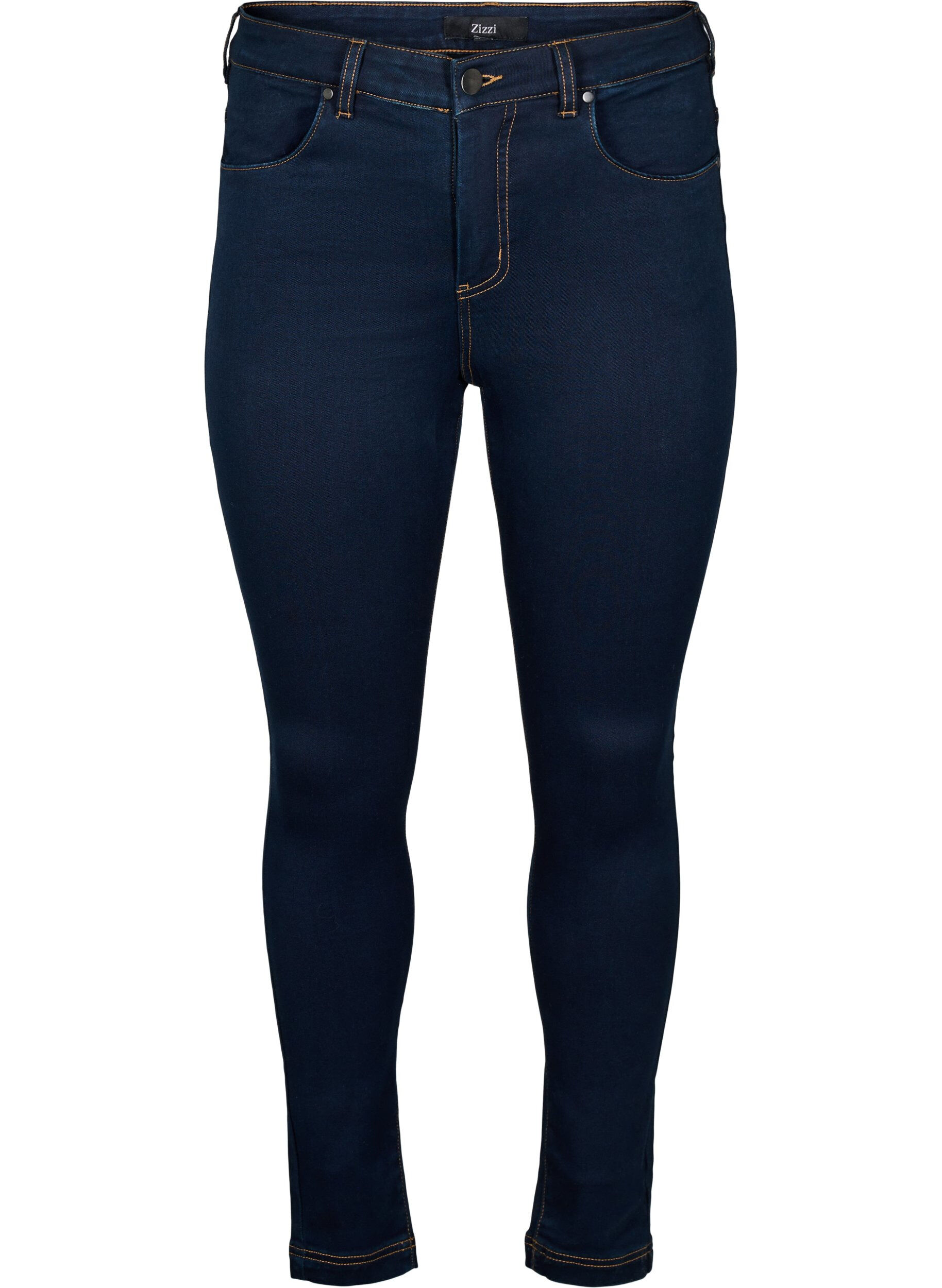 ZizziSuper slim Amy jeans med h&oslash;j talje, Unwashed, Packshot image number 0
