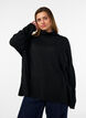 Strikbluse med rullekrave og l&oslash;s pasform, Sort, Model image number 0