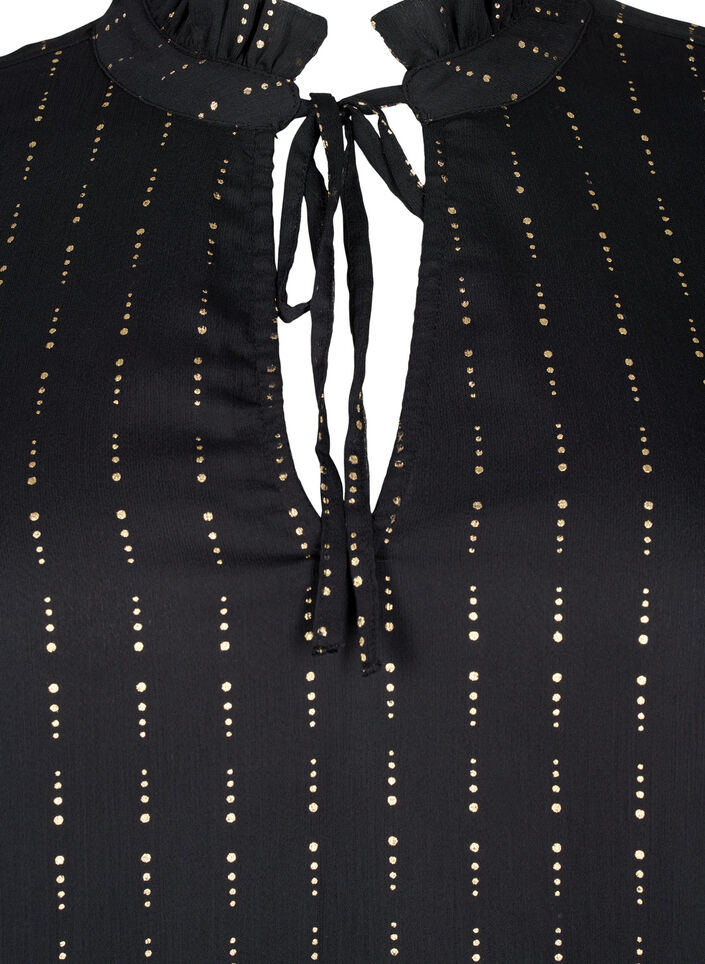 M&oslash;nstret chiffonbluse med bindeb&aring;nd, Black, Packshot image number 2