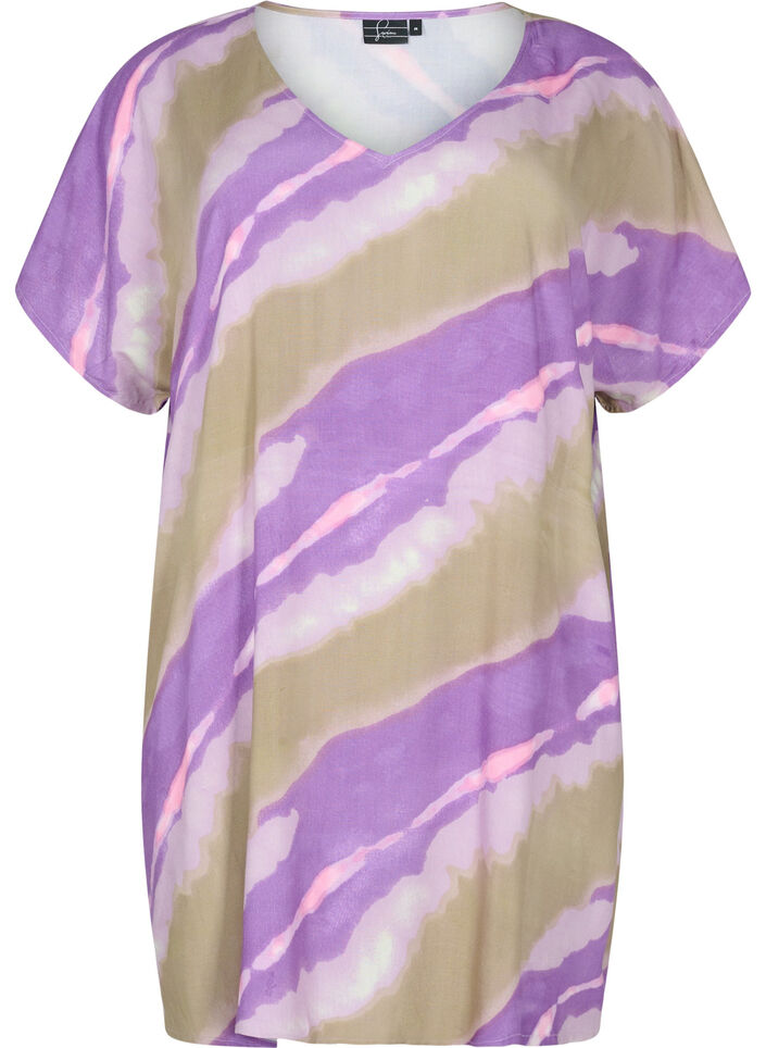 Printet strandkjole i viskose, Fantom Print, Packshot image number 0