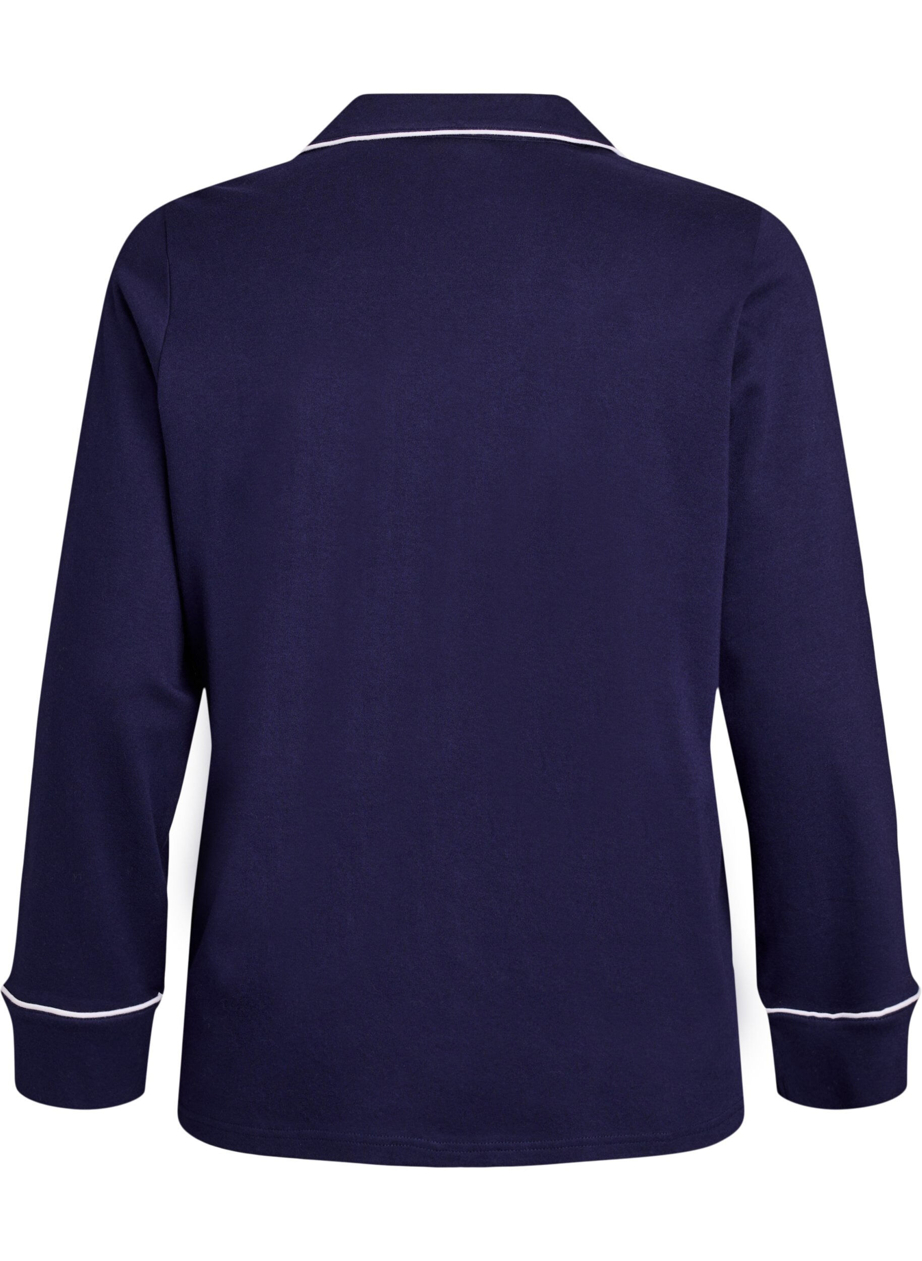 ZizziBomulds pyjamas-skjorte med brystlomme, Bl&aring;, Packshot image number 1