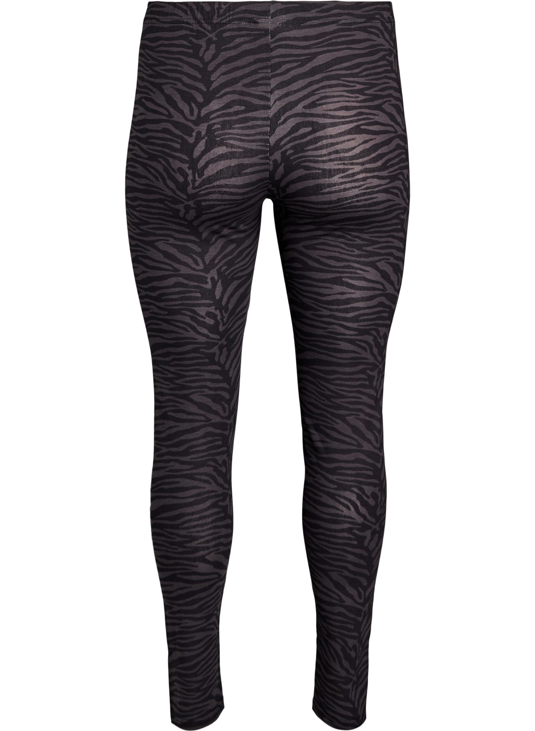 Zizzi Viskose leggings med print, Sort, Packshot image number 1