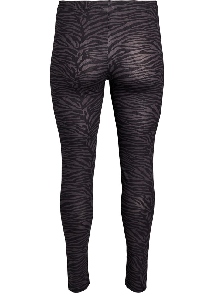 Viskose leggings med print, Sort, Packshot image number 1