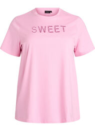 T-shirt i bomuld med broderet tekstmotiv, Hvid