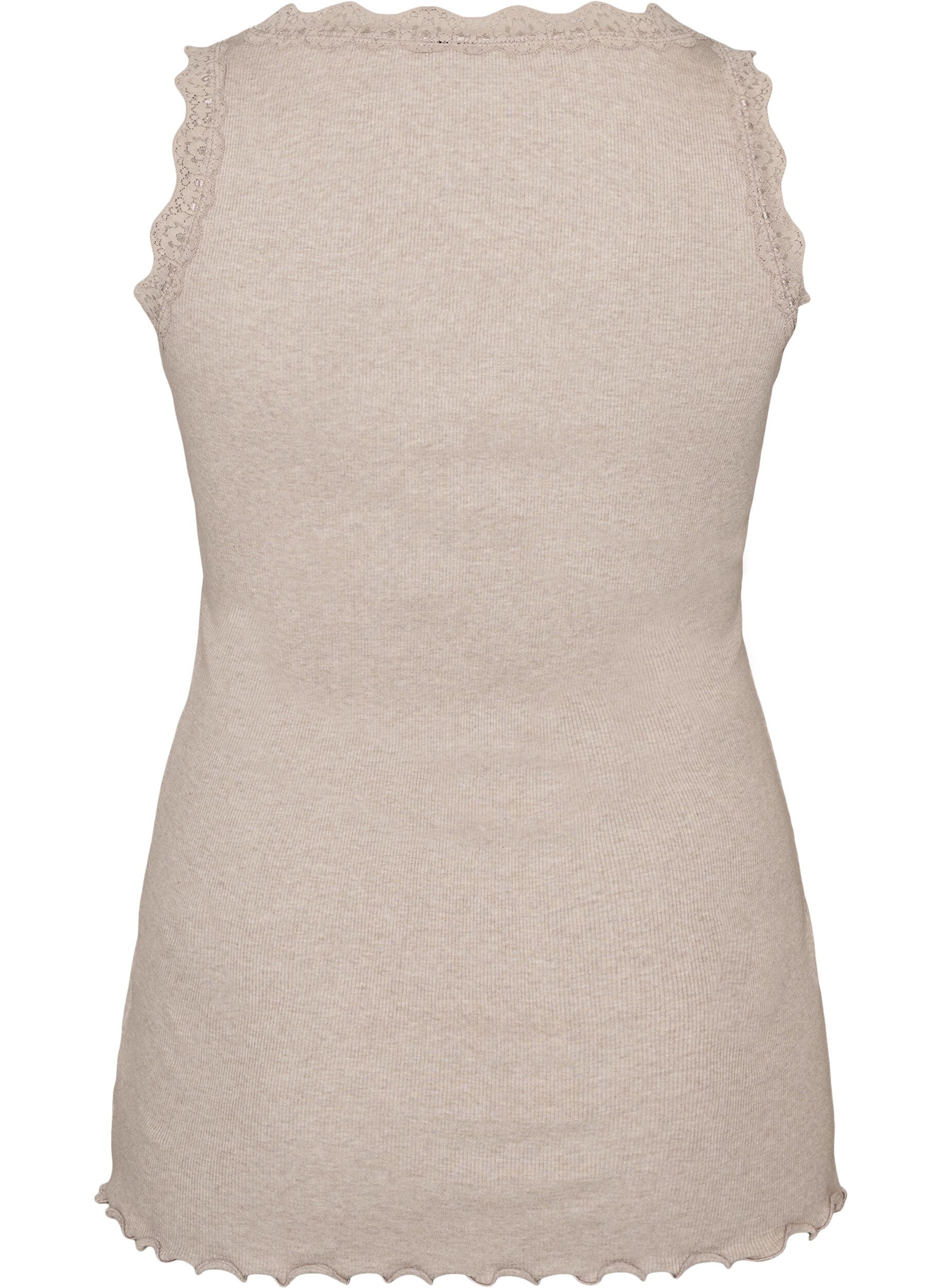 ZizziRibtop med blondekant, Beige, Packshot image number 1