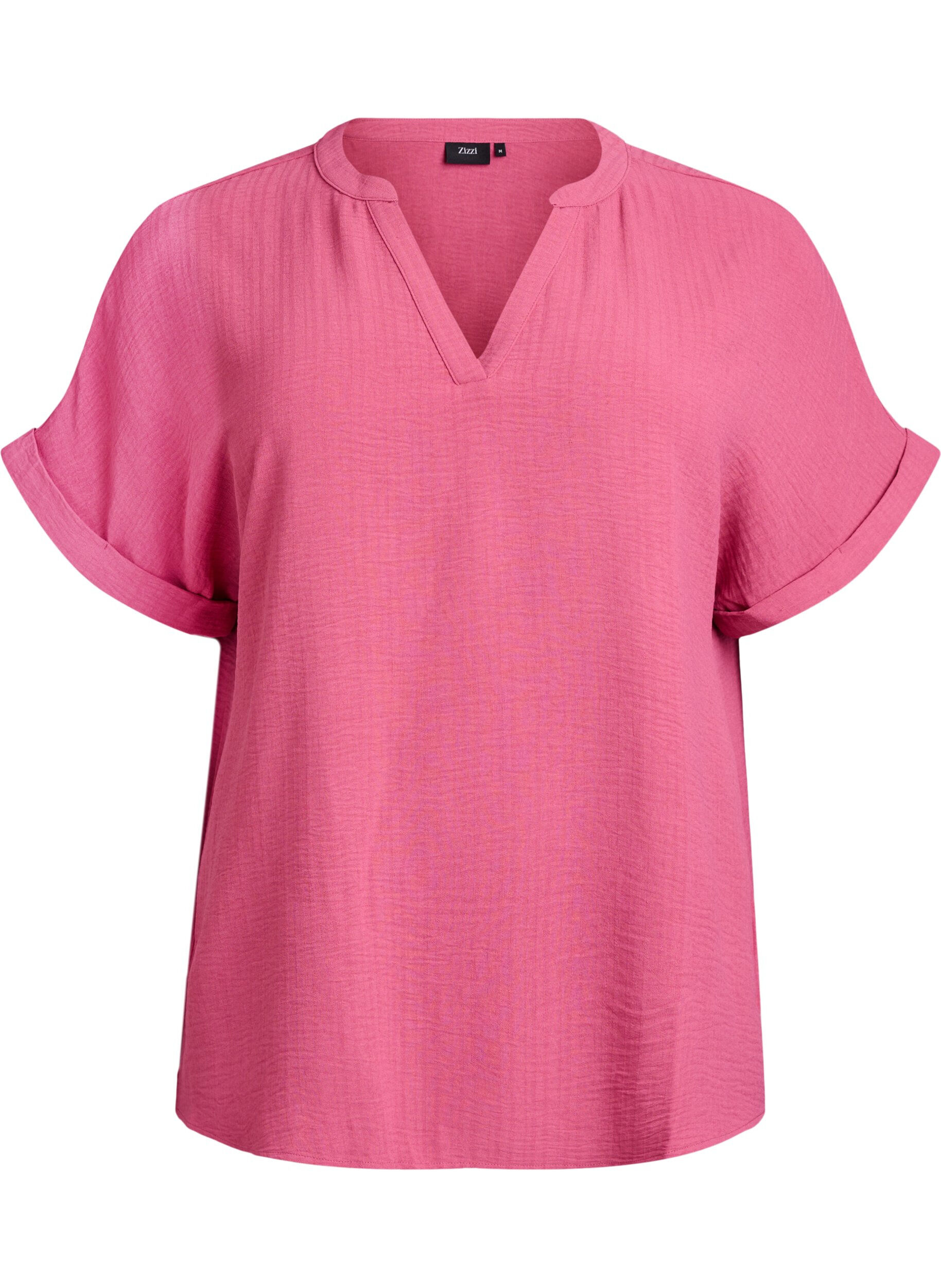ZizziL&oslash;s bluse med korte &aelig;rmer, R&oslash;d, Packshot image number 0