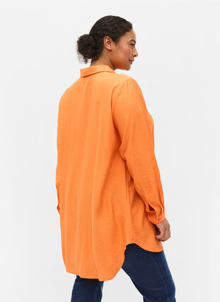 Lang skjorte i viskose , Celosia Orange, Model image number 1